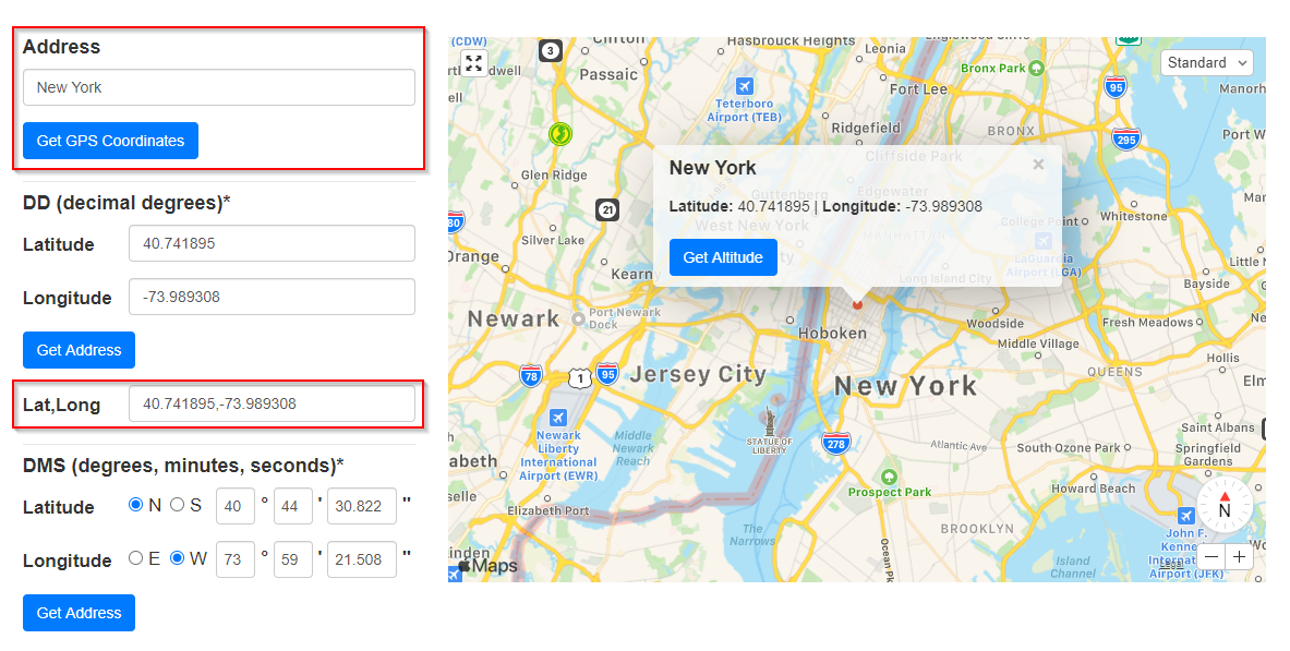 Dms coordinates outlet map